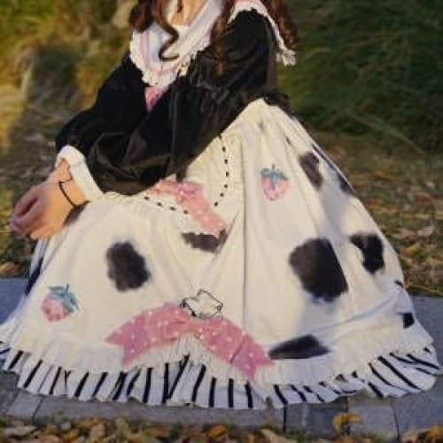 Kawaii Strawberry Cow Op Sweet Lolita Dress MM2293