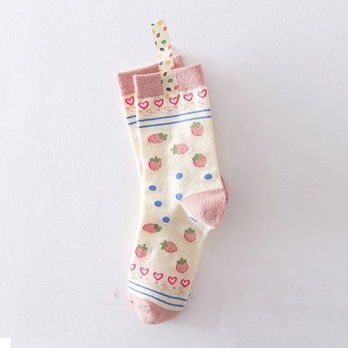 Kawaii Strawberry Socks - Pink - Socks