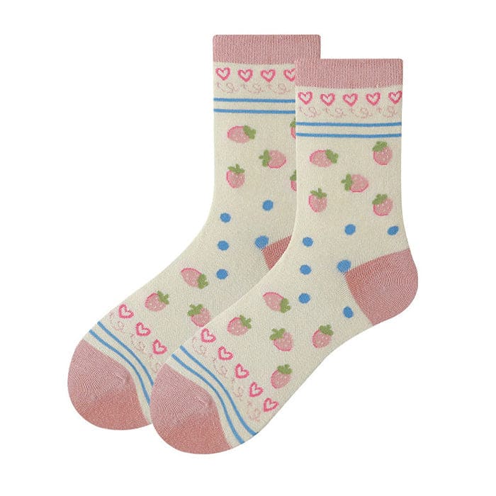 Kawaii Strawberry Socks - Pink - Socks