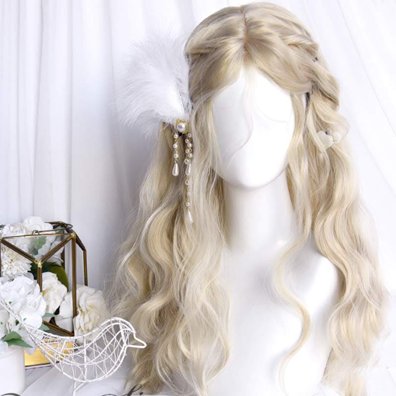 Kawaii Sweet Lolita Long Curly Wig - Beige / One Size