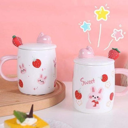 Kawaii Sweet Strawberry Rabbit Cute Mug Cup MK16163 - cup