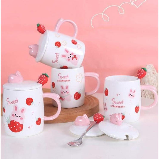 Kawaii Sweet Strawberry Rabbit Cute Mug Cup MK16163 - cup