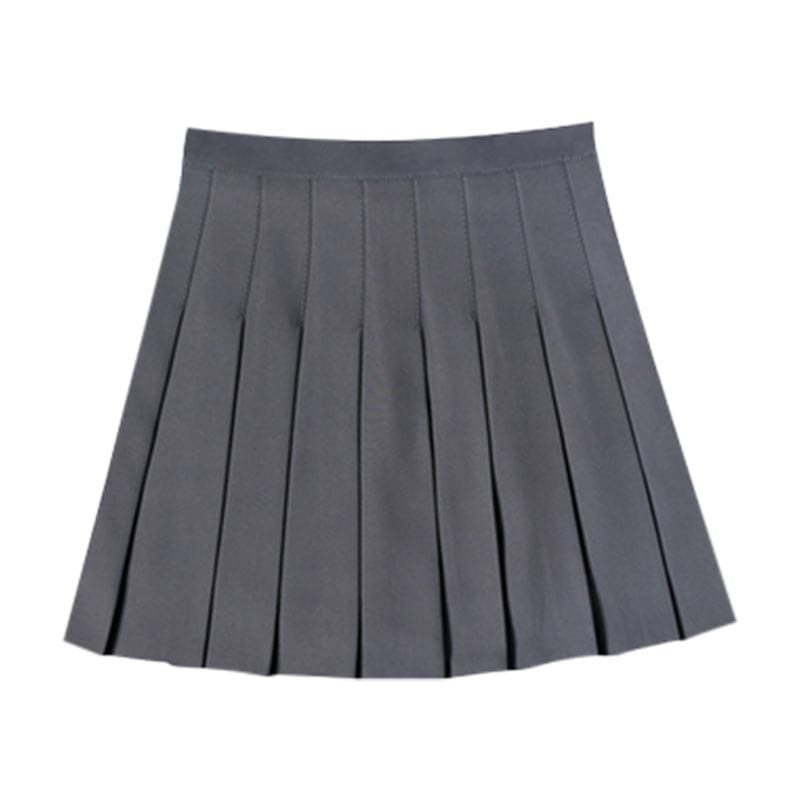 Kawaii Vest Shirt Pleated Skirt Set - Grey Skirt / S