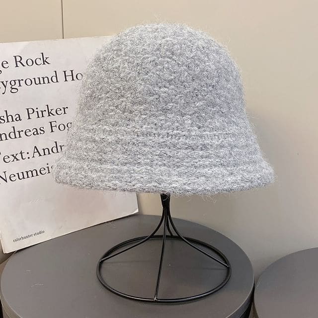 Knit Bucket Hat - Light Gray / One Size