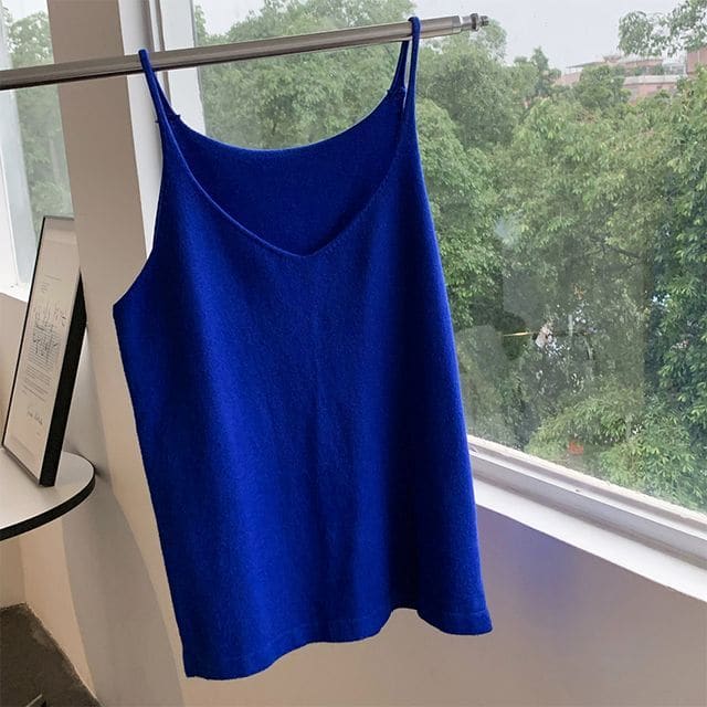 Knit Camisole Top - Dark Blue / One Size