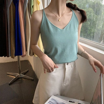 Knit Camisole Top - Mint Green / One Size