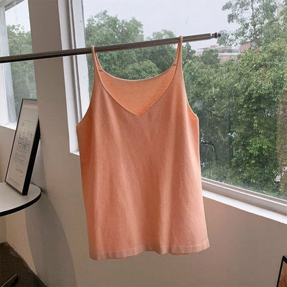 Knit Camisole Top - Tangerine Pink / One Size