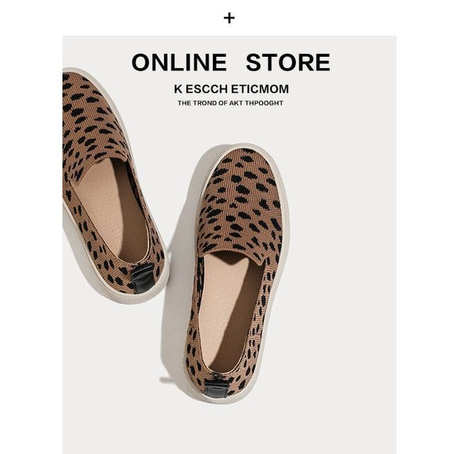 Knit Flat Slip - Leopard - Brown / 35