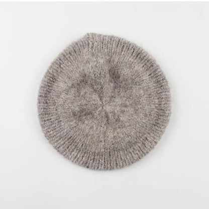 Knit Plain Beret - Camel / One Size