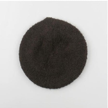 Knit Plain Beret - Coffee / One Size