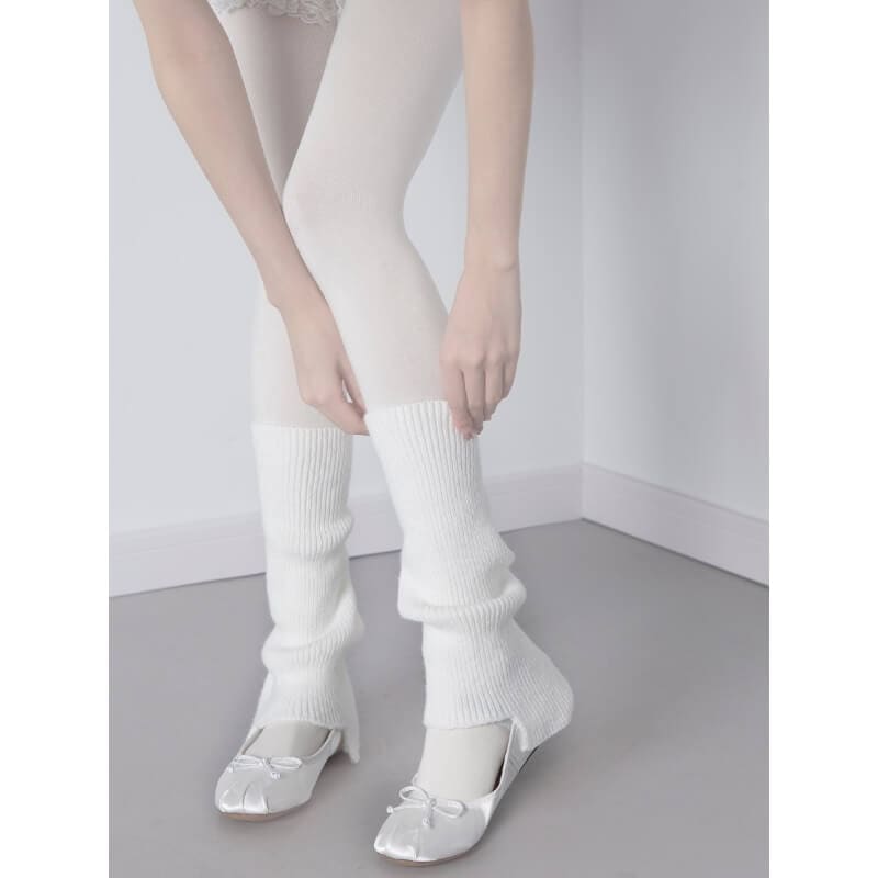 Knit Winter Soft Leg Warmers - White - leg warmers