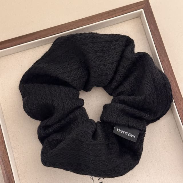 Knitted Fabric Scrunchie - 726 - Black / One Size