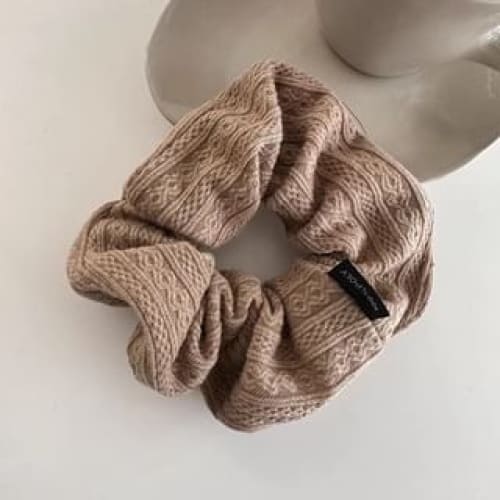 Knitted Fabric Scrunchie - 727 - Light Coffee / One Size