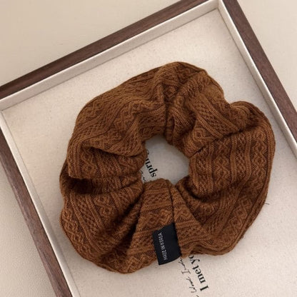 Knitted Fabric Scrunchie - 728 - Dark Coffee / One Size