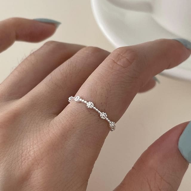 Knot Alloy Open Ring - J4809 - Silver / One Size