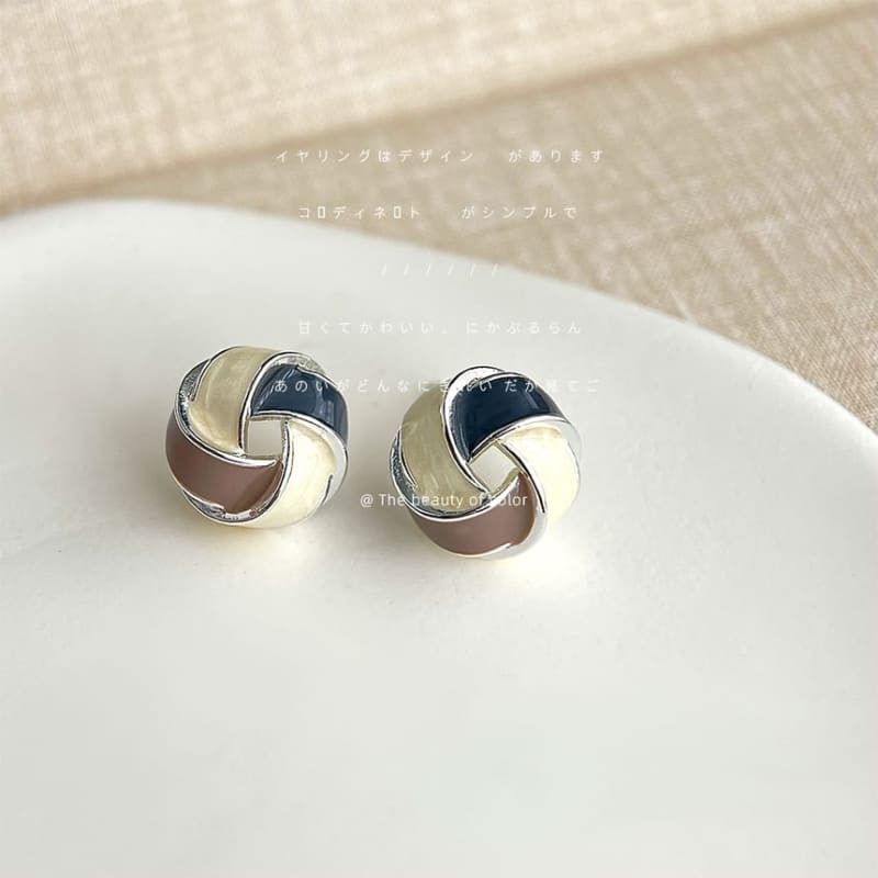 Knot Glaze Alloy Stud Earring