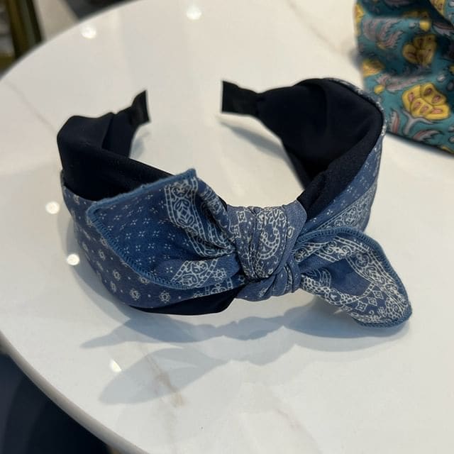 Knotted Fabric Headband - Blue / One Size