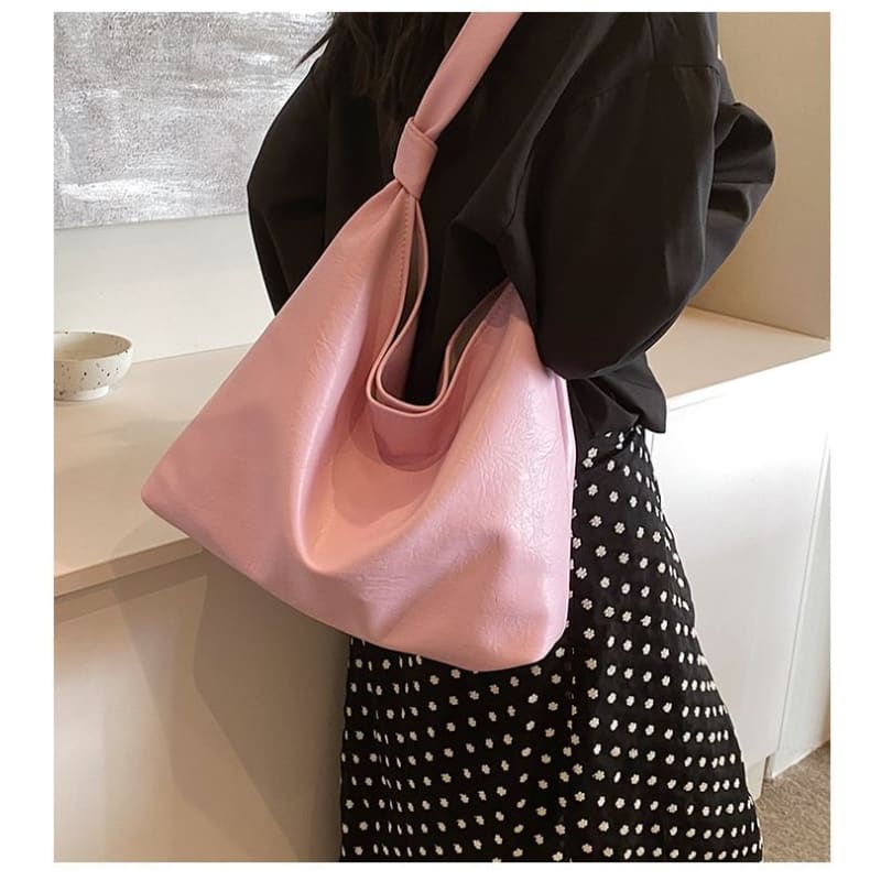 Knotted Faux Leather Tote Bag