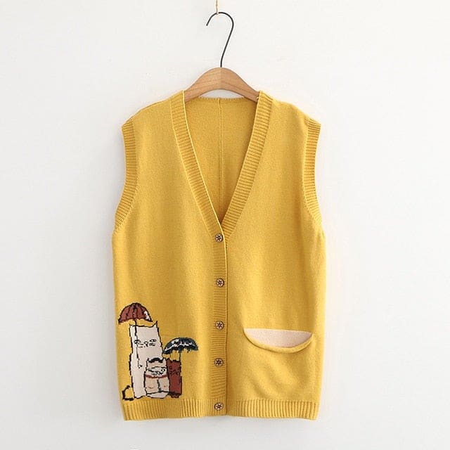 Korean Fashion Cartoon Embroidery Knitted Vest BM071