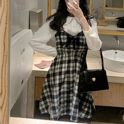 Korean Style Kawaii Red Plaid Suspender Dress MM2303