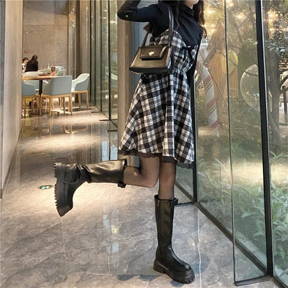 Korean Style Kawaii Red Plaid Suspender Dress MM2303