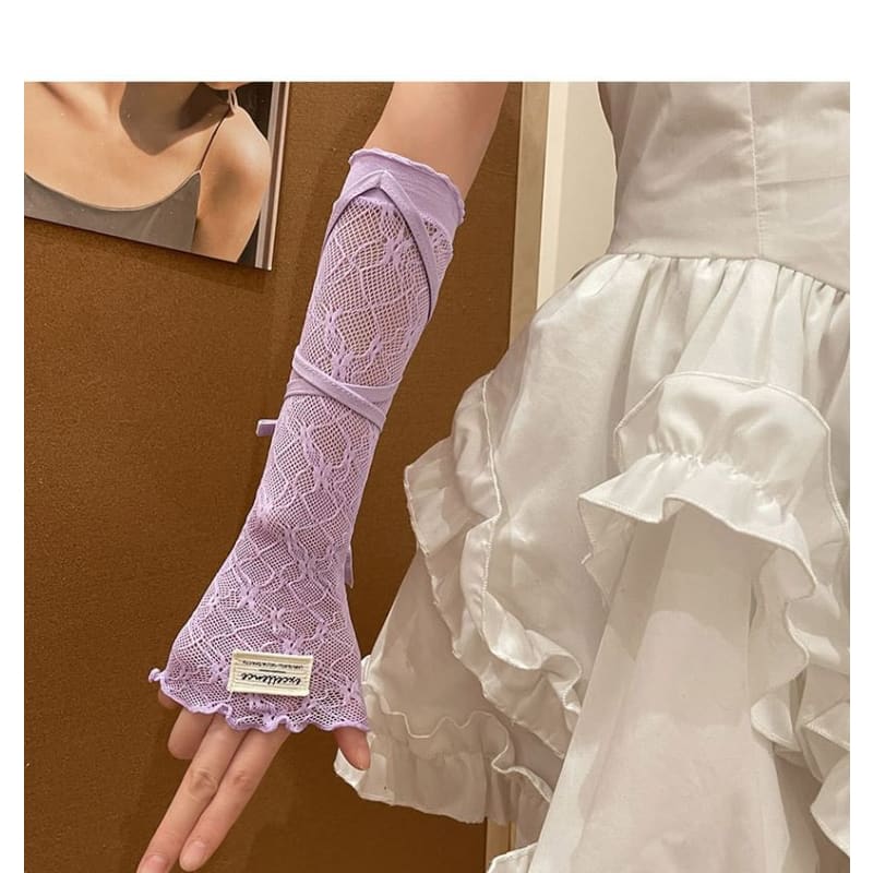 Label Applique Lettuce Edge Lace Arm Sleeves