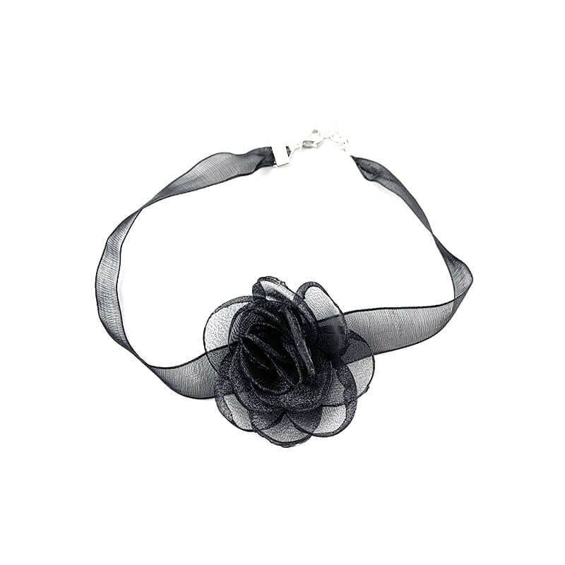 Lace Black Camellia Choker - Necklaces