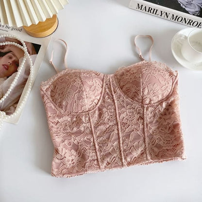 Lace Bra Top - Pink / One Size