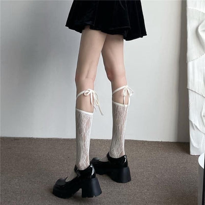 Lace Lace-Up Socks