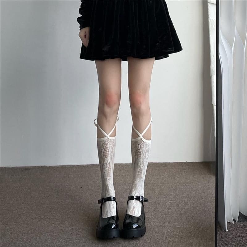 Lace Lace-Up Socks