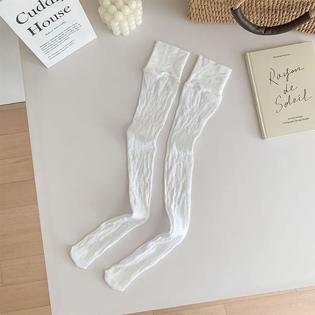 Lace Over-the-Knee Socks - White / One Size