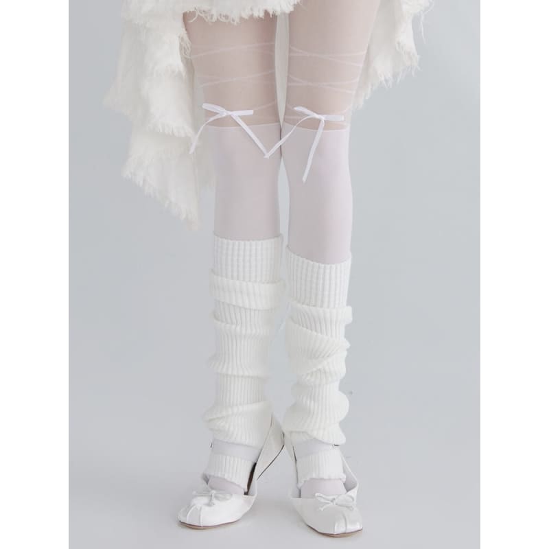 Lace Ribbon Bow Lolita Tights - Tights