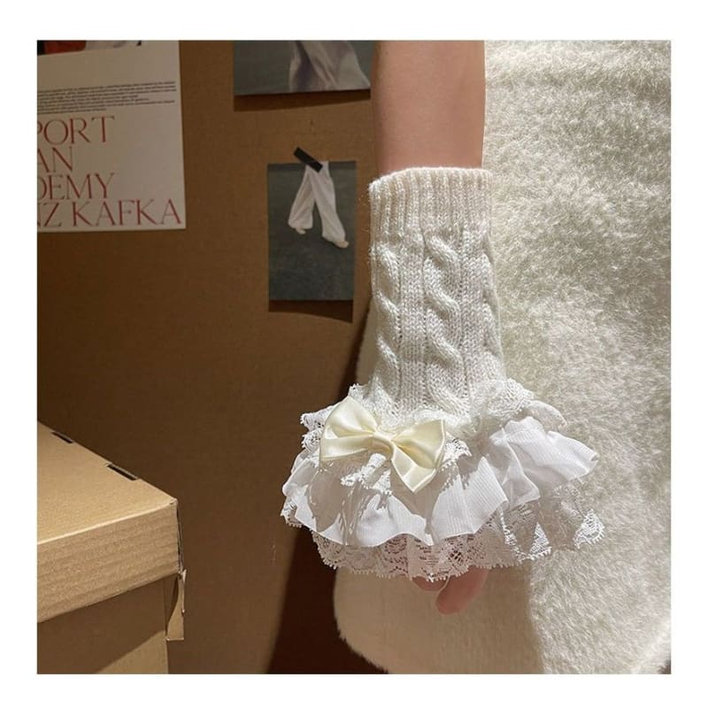 Lace Ruffle Knit Arm Sleeves