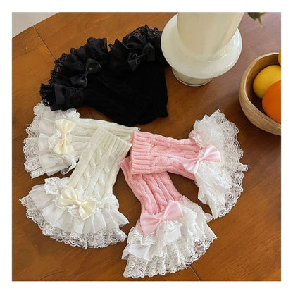 Lace Ruffle Knit Arm Sleeves