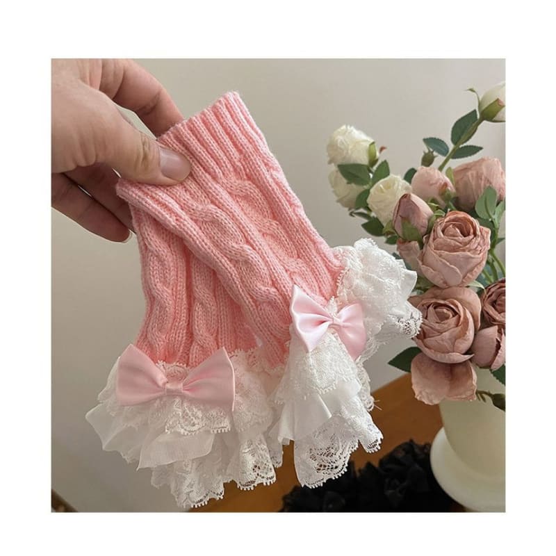 Lace Ruffle Knit Arm Sleeves