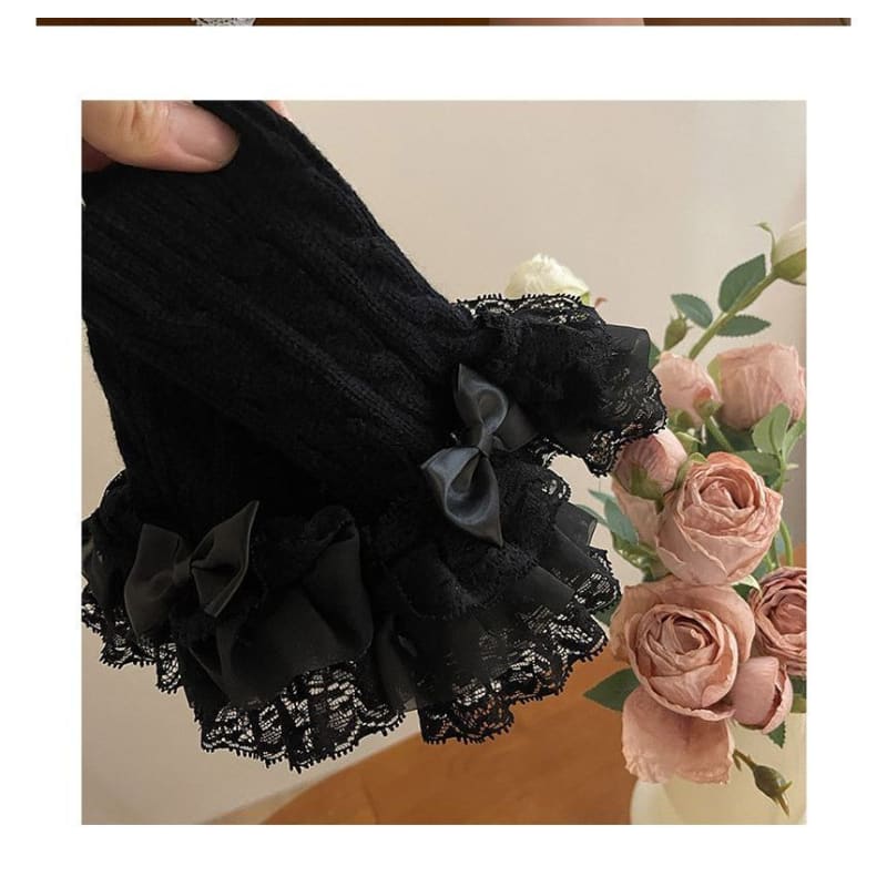 Lace Ruffle Knit Arm Sleeves