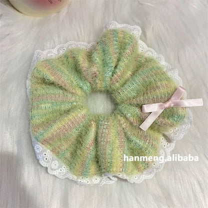 Lace Scrunchie - With Bow - Green / S