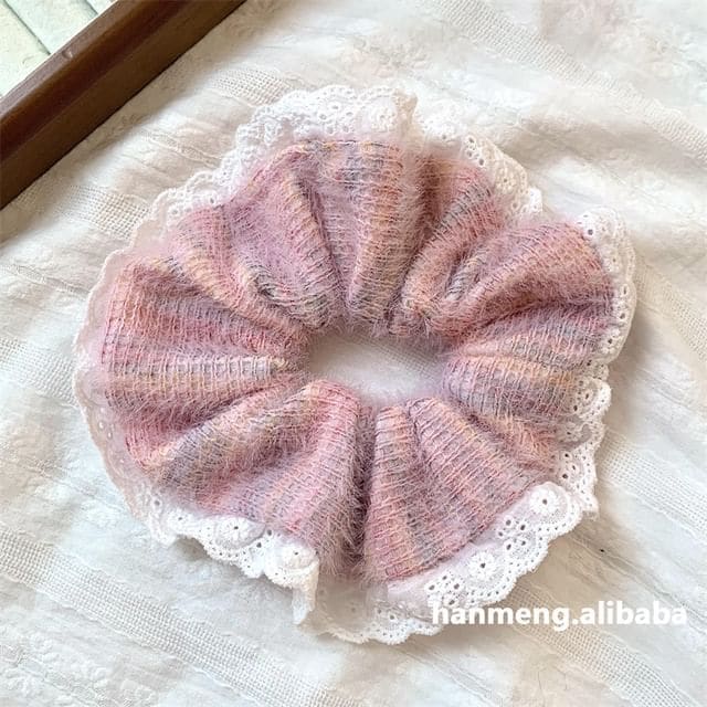 Lace Scrunchie - Without Bow - Pink / S