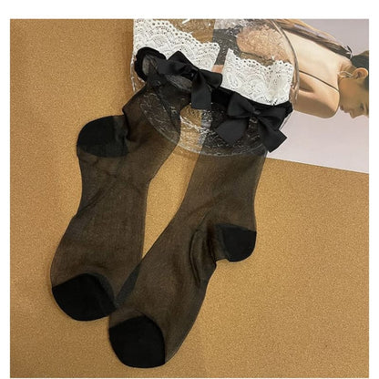 Lace Trim Bow Socks