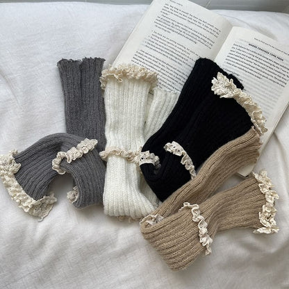 Lace Trim Knit Leg Warmers