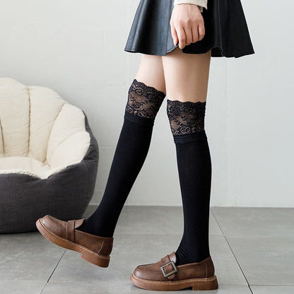 Lace Trim Over the Knee Socks