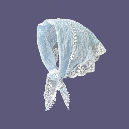 Lace Trim Triangle Bandana - 02 - Light Blue / One Size