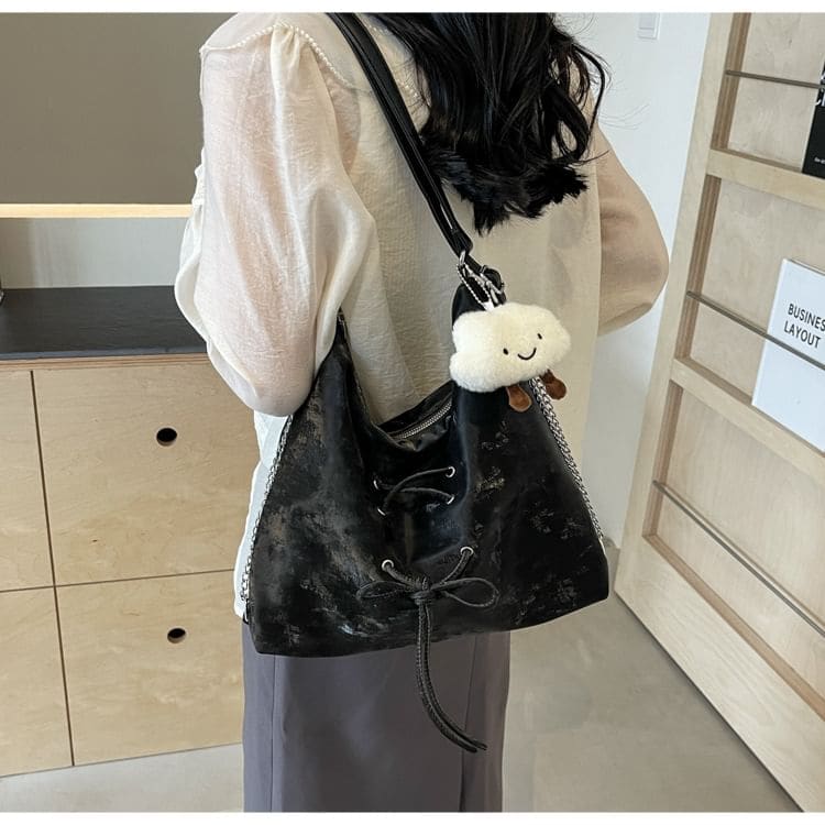 Lace Up Chain Tote Bag