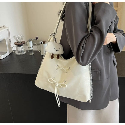 Lace Up Chain Tote Bag