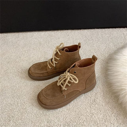 Lace-Up Short Boots - W17-6 - Without Lining - Coffee / 35