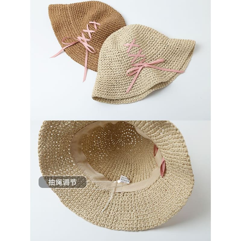 Lace-Up Straw Sun Hat