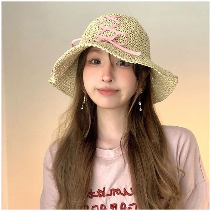 Lace-Up Straw Sun Hat