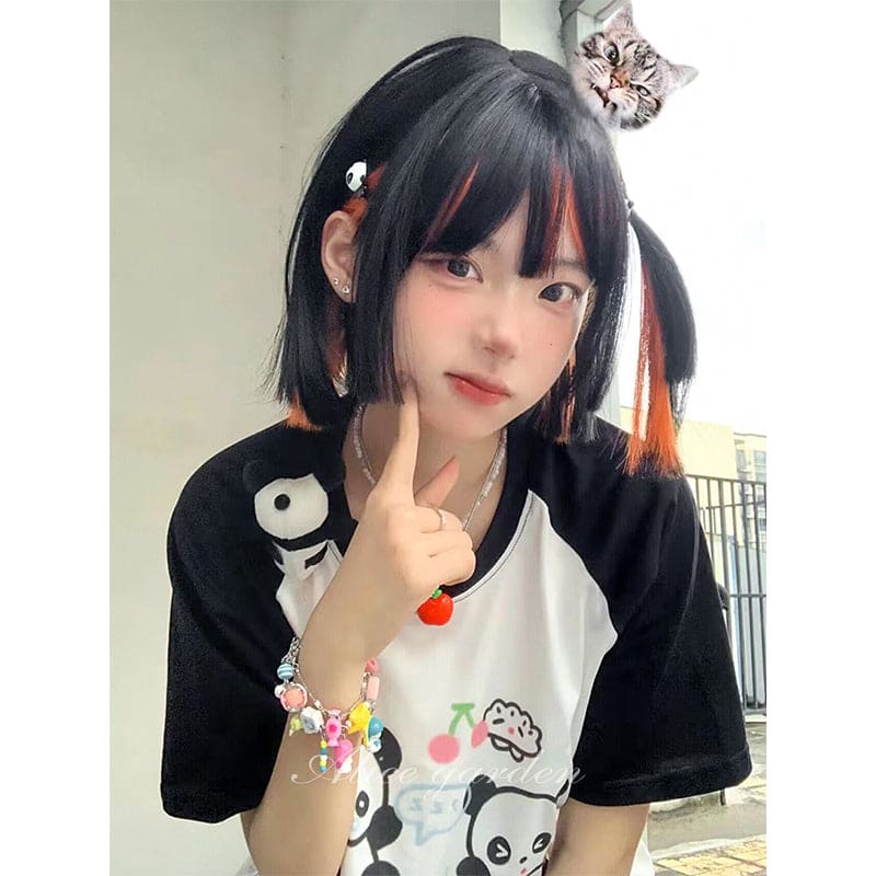 Lala Cute Short Black Orange Lolita Wig - Layer dyed yellow