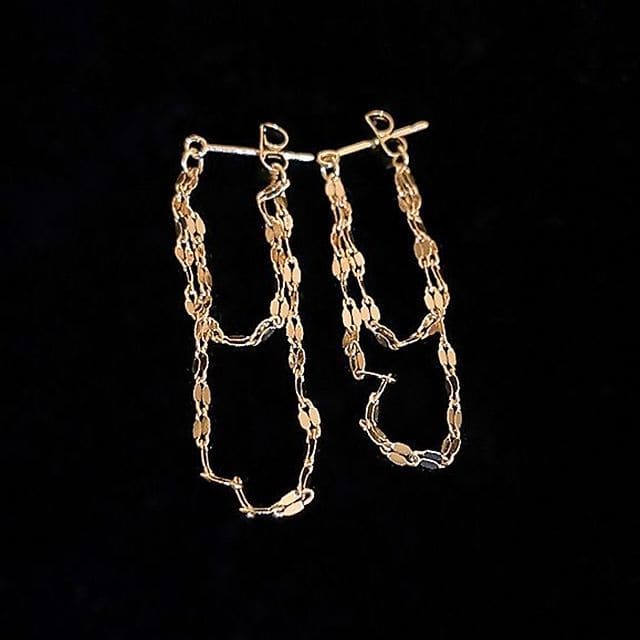 Layered Chained Alloy Dangle Earring - 1 Pair - Earring