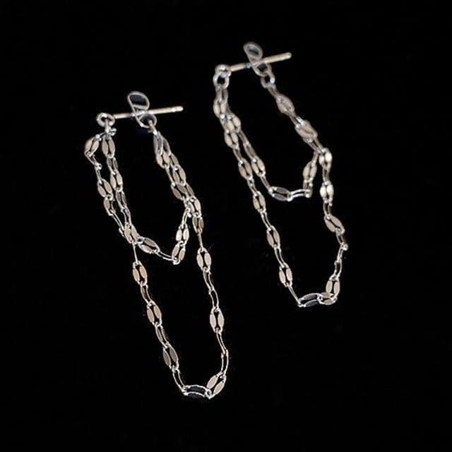 Layered Chained Alloy Dangle Earring - 1 Pair - Earring